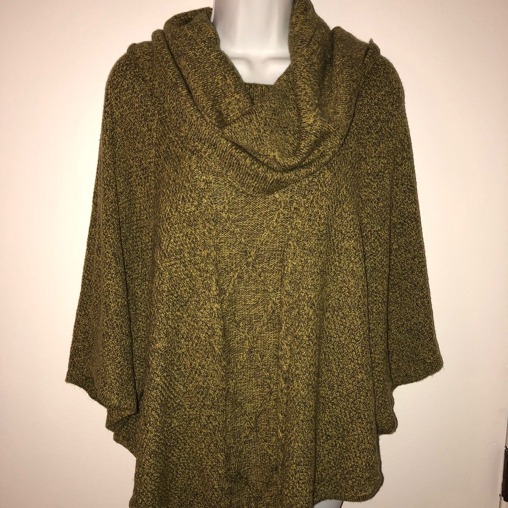 Cowl Neck Women's Plus Sweater Poncho